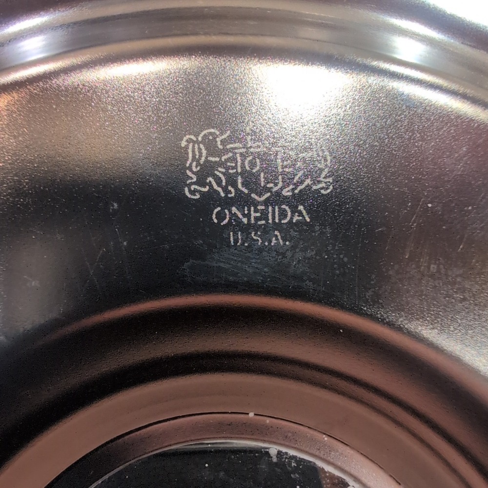 Oneida Silverplate Sherbet Cup and Underplate Set Beaded Rim USA Vintage - Picture 6 of 8
